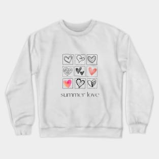 Ten hearts in nine square frames, line art Crewneck Sweatshirt